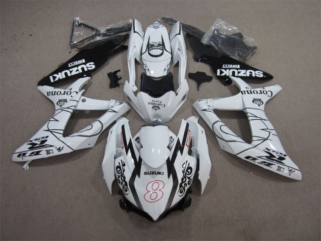 Blanc Noir Corona Extra Motul 8 2008-2010 Suzuki GSXR 600 Carénage Moto
