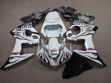 Blanc Noir Flamme Requin 2003-2005 Yamaha YZF R6 Carénage Moto