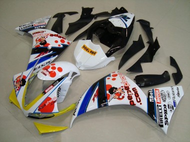 Blanc Noir Pepe Phone 2009-2011 Yamaha YZF R1 Carénage Moto