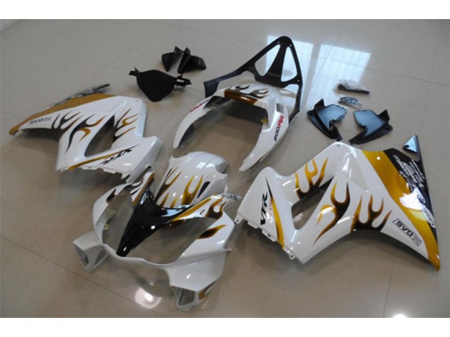 Blanc Or Flamme 2002-2013 Honda VFR800 Carénage Moto Blanc Or Flamme 2002-2013 Honda VFR800 Carénage Moto