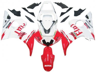 Blanc Rouge Fiat 2003-2005 Yamaha YZF R6 Carénage Moto