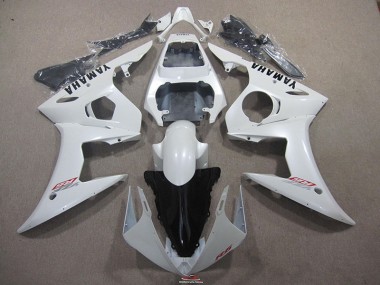 Blanc avec Noir Décalque 2003-2005 Yamaha YZF R6 Carénage Moto