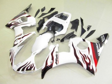 Blanc et Flamme 2003-2005 Yamaha YZF R6 Carénage Moto