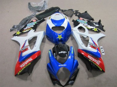 Bleu Blanc Rockstar 2007-2008 Suzuki GSXR 1000 Carénage Moto