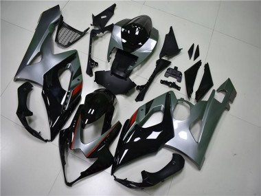 Carénage Moto Suzuki GSXR 1000 2005-2006 - Noir Brillant Argent