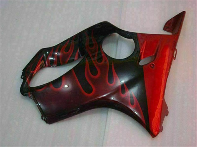 Carénages Moto Honda CBR600 F4i 2004-2007 - Noir Brillant Rouge Flamme