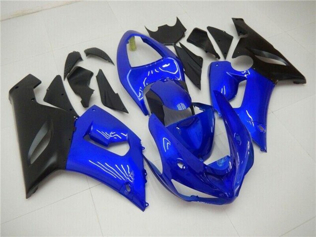 Carénages Moto Kawasaki ZX6R 2005-2006 - Bleu Noir Mat