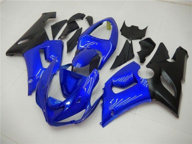 Carénages Moto Kawasaki ZX6R 2005-2006 - Bleu Noir Mat