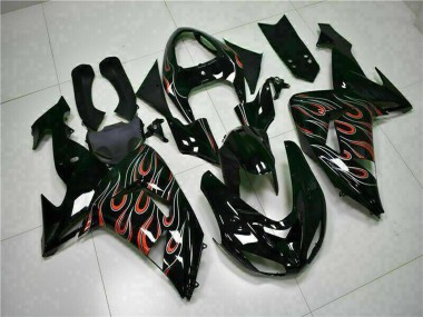 Kits Carénage Moto Kawasaki ZX10R 2006-2007 - Noir Brillant Rouge Flamme