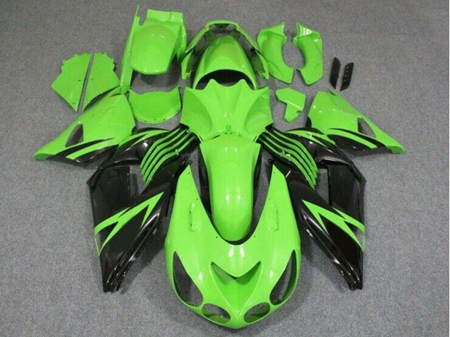 Carénage Moto Kawasaki ZX14R ZZR1400 2006-2011 - Vert Noir Brillant