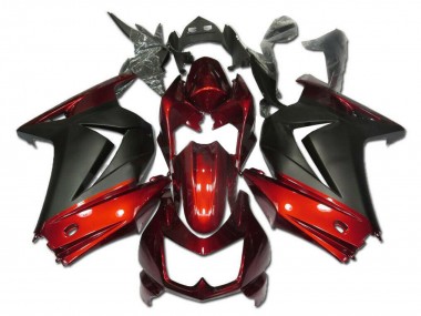 Carénages Moto Kawasaki EX250 2008-2012 - Rouge Noir Mat