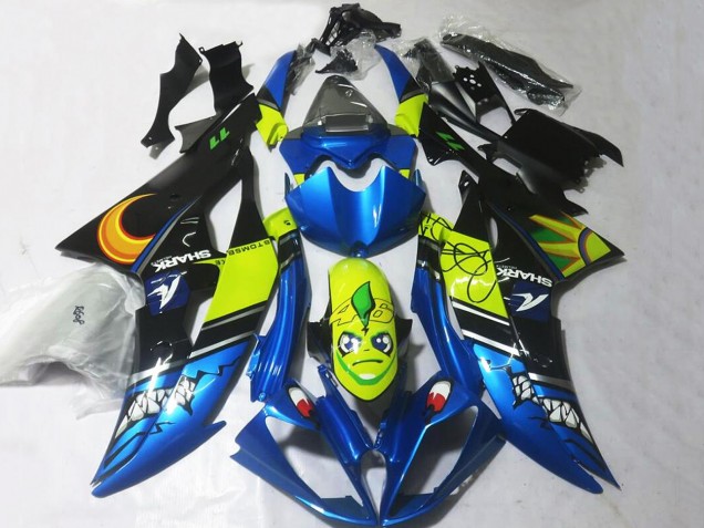 Carénages Moto Yamaha YZF R6 2008-2016 - Bleu Jaune Noir Requin
