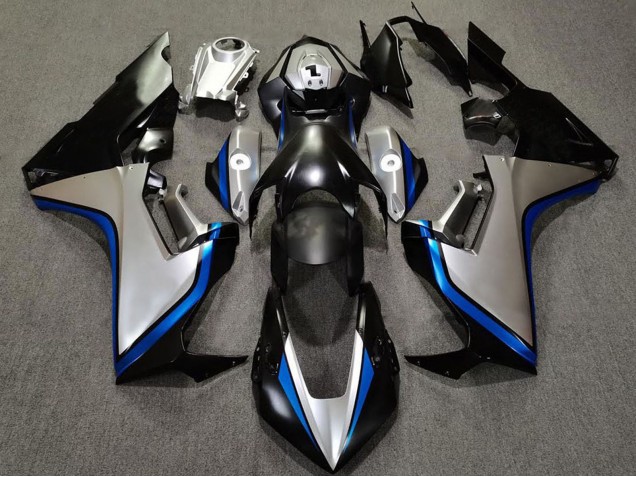 Carénages Moto Honda CBR1000RR 2017-2023 - Argent Bleu Noir Brillant