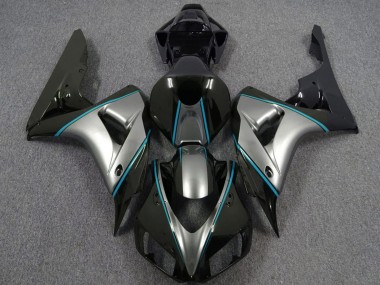 Carénages Moto Honda CBR1000RR 2006-2007 - Argent Bleu Noir Brillant Rayures