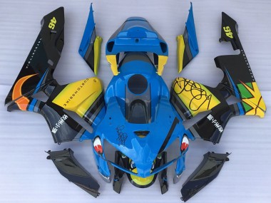Carénages Moto Honda CBR600RR 2005-2006 - Bleu Jaune Noir Requin