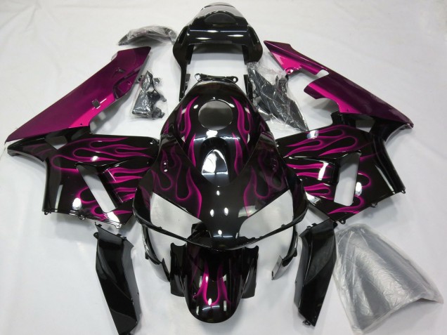 Carénage Moto Honda CBR600RR 2003-2004 - Noir Brillant Violet Flamme