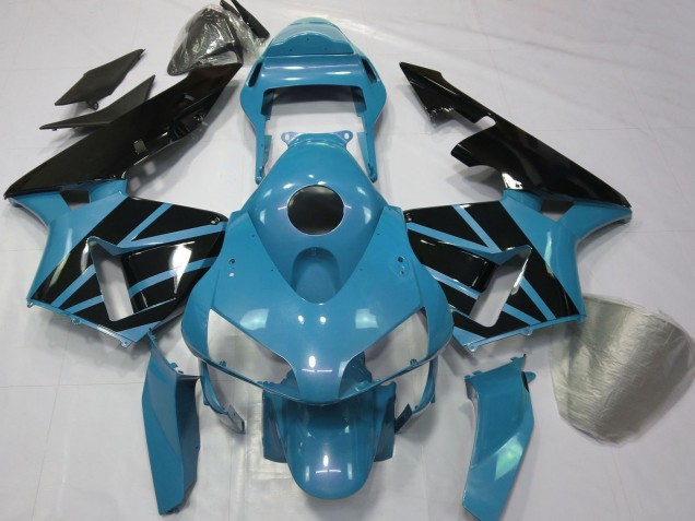 Carénages Moto Honda CBR600RR 2003-2004 - Bleu Clair Noir Brillant
