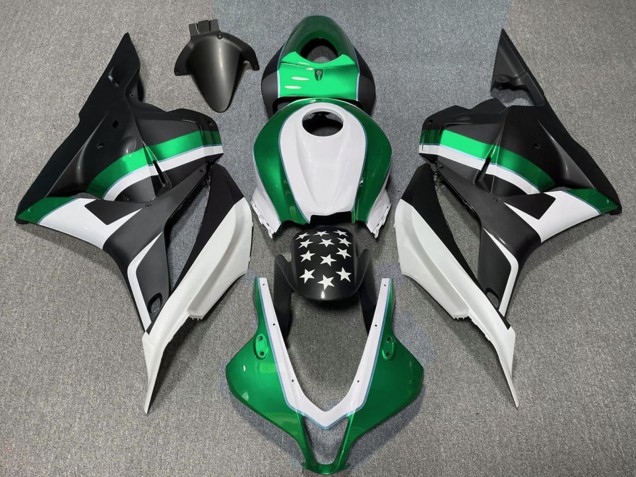 Carénages Moto Honda CBR600RR 2009-2012 - Blanc Vert Noir Mat Étoile