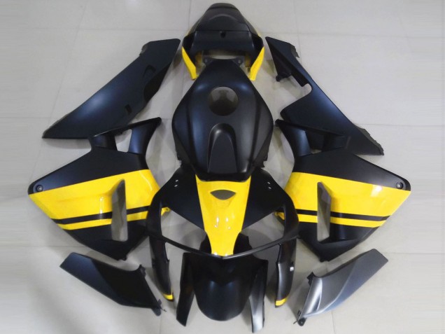 Carénages Moto Honda CBR600RR 2005-2006 - Noir Mat Jaune Brillant