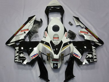 Carénages Moto Honda CBR600RR 2003-2004 - Blanc Jaune Noir Brillant HRC Playboy