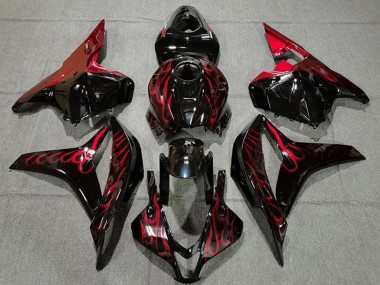 Carénages Moto Honda CBR600RR 2009-2012 - Noir Brillant Rouge Flamme