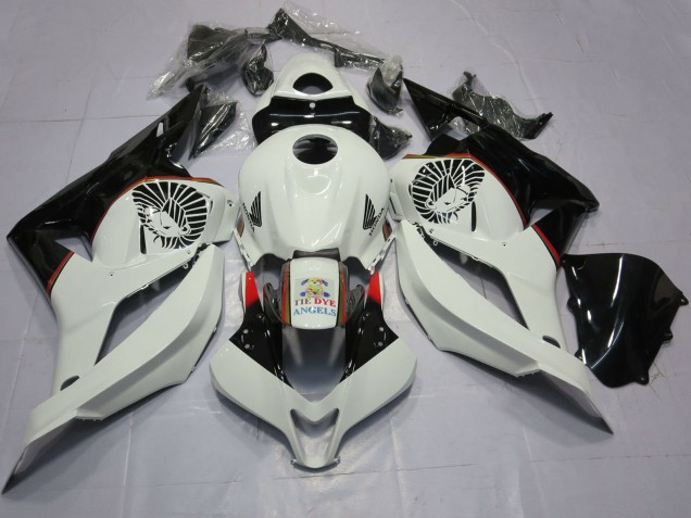 Carénages Moto Honda CBR600RR 2009-2012 - Blanc Noir Brillant Tie Dye
