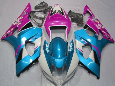 Carénages Moto Suzuki GSXR 1000 2003-2004 - Bleu Clair Blanc Rose