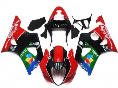 Carénages Moto Suzuki GSXR 1000 2003-2004 - Rouge Noir Vert JOMO