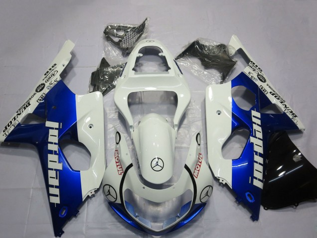 Carénages Moto Suzuki GSXR 1000 2000-2002 - Blanc Bleu Jordan