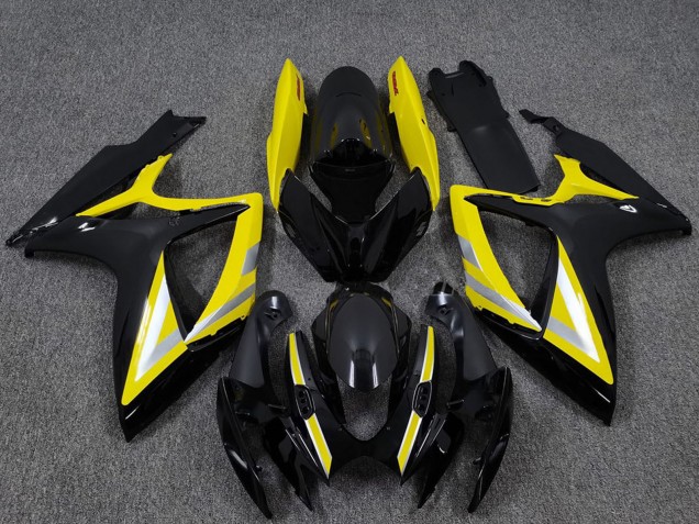Carénages Moto Suzuki GSXR 600 / GSXR 750 2006-2007 - Noir Brillant Jaune Argent OEM Style