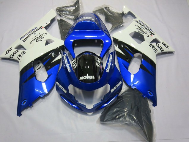 Carénages Moto Suzuki GSXR 600 / GSXR 750 2001-2003 - Blanc Bleu Noir Brillant