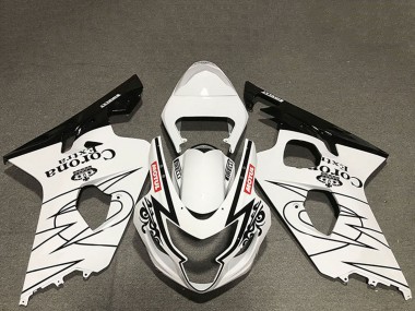 Carénages Moto Suzuki GSXR 600 / GSXR 750 2004-2005 - Blanc Noir Brillant Corona Motul Style