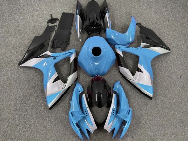 Carénages Moto Suzuki GSXR 600 / GSXR 750 2006-2007 - Bleu Clair Blanc Noir Brillant