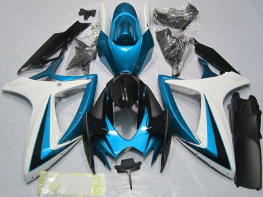 Carénages Moto Suzuki GSXR 600 / GSXR 750 2006-2007 - Blanc Bleu Noir Brillant