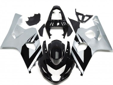 Carénages Moto Suzuki GSXR 600 / GSXR 750 2004-2005 - Blanc Noir Brillant OEM Style