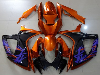Carénages Moto Suzuki GSXR 600 / GSXR 750 2006-2007 - Orange Noir Brillant Bleu