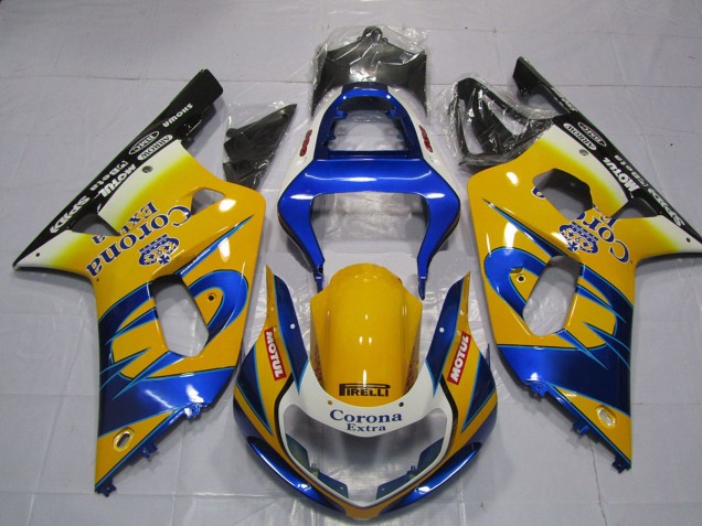 Carénages Moto Suzuki GSXR 600 / GSXR 750 2001-2003 - Jaune Bleu Blanc Corona Motul