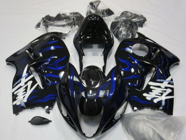 Carénages Moto Suzuki GSXR 1300 1996-2007 - Noir Brillant Bleu Flamme