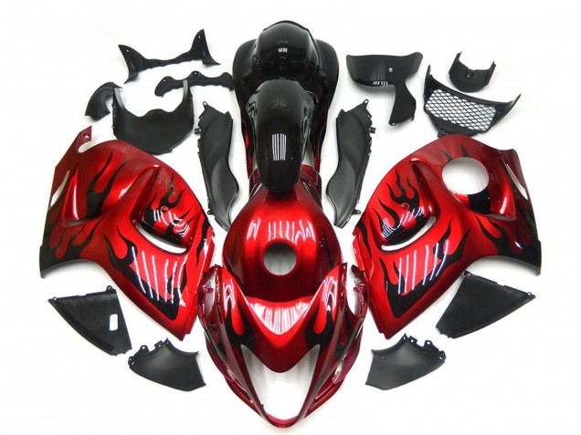 Carénages Moto Suzuki GSXR 1300 2008-2020 - Rouge Noir Flamme