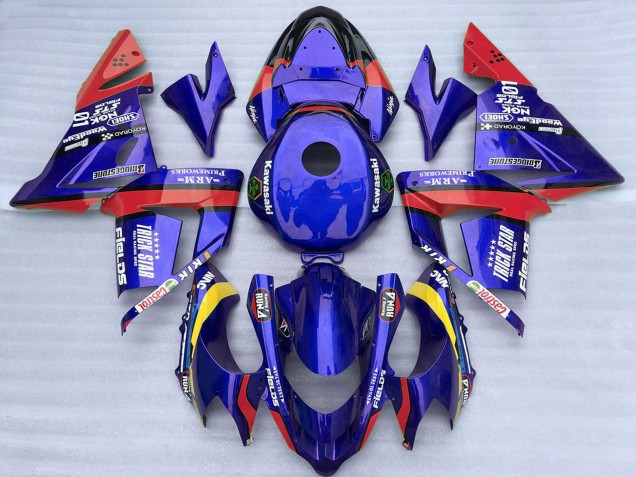 Carénages Moto Kawasaki ZX10R 2004-2005 - Bleu Rouge Trick Star