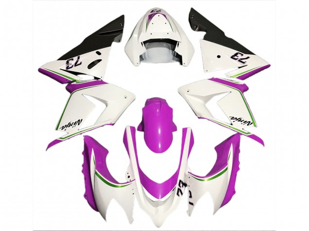 Carénages Moto Kawasaki ZX10R 2004-2005 - Blanc Brillant Rose