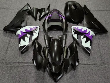 Carénages Moto Kawasaki ZX10R 2004-2005 - Noir Mat Violet Requin