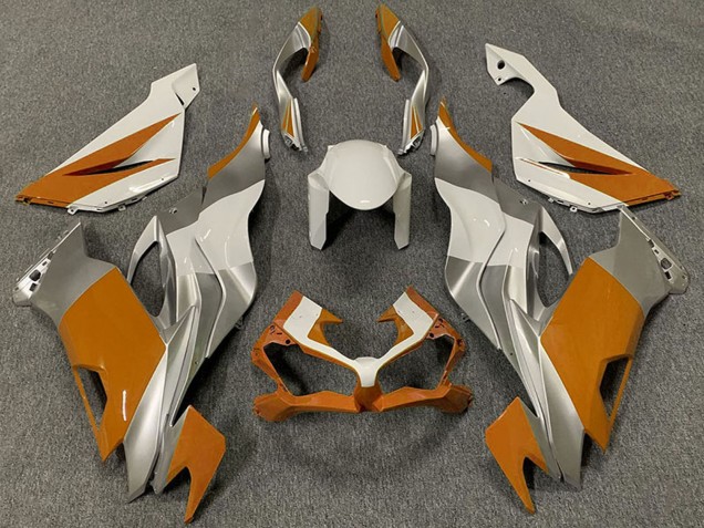Carénages Moto Kawasaki ZX6R 2019-2022 - Blanc Argent Orange