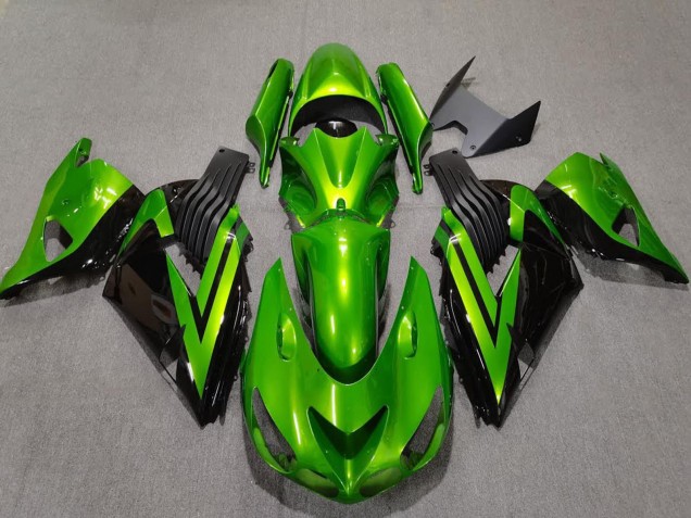Carénages Moto Kawasaki ZX14R 2006-2011 - Vert Noir Brillant