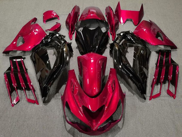 Carénages Moto Kawasaki ZX14R 2012-2024 - Rouge Noir Brillant