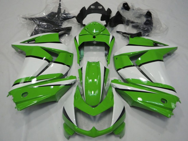 Carénages Moto Kawasaki Ninja 250 2008-2012 - Blanc Vert Noir