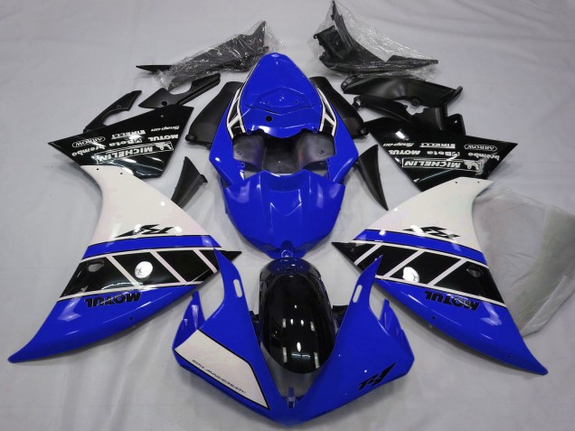 Carénages Moto Yamaha R1 2012-2014 - Blanc Bleu Noir Brillant
