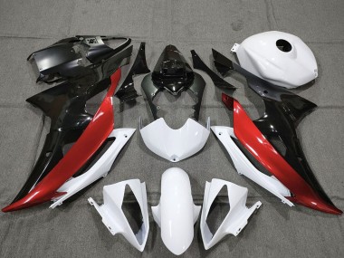 Carénages Moto Yamaha R6 2008-2016 - Blanc Rouge Noir Brillant
