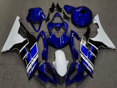 Carénages Moto Yamaha R6 2008-2016 - Blanc Bleu Noir Brillant