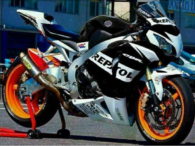 Carénages Moto Honda CBR1000RR 2008-2011 - Argent Blanc Noir Brillant Repsol